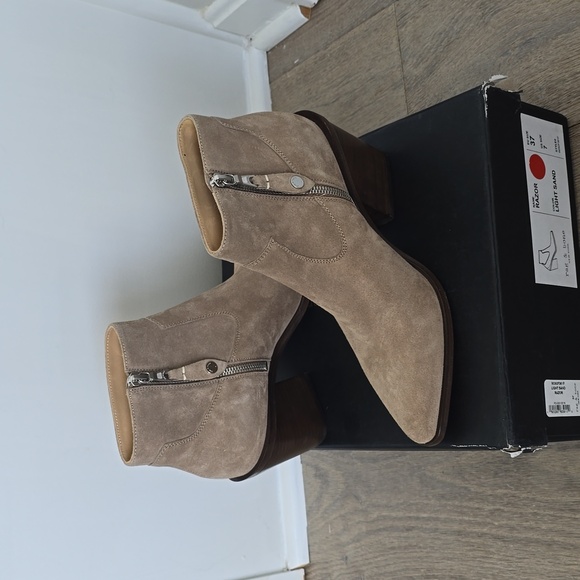 NIB Rag & Bone Razor Leather Booties In Light Sand Size EU37/US7 - Picture 6 of 7